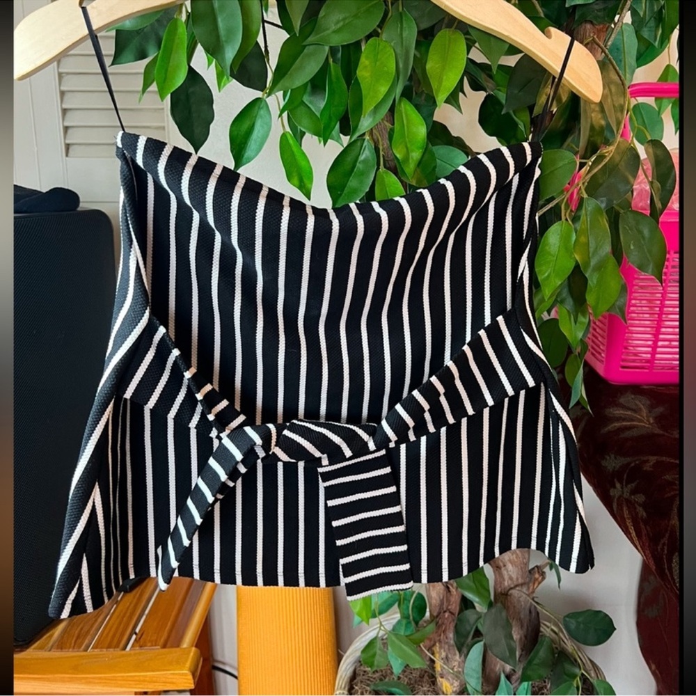 Express Black and White Striped Knit Top